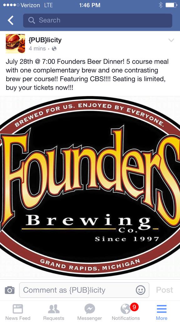 publicitynash's tweet image. #craftbeer #beerdinner #foundersCBS