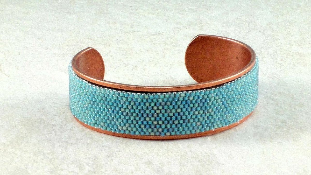 DesignedbyVal's tweet image. Seafoam Beadwoven Copper Cuff Bracelet etsy.com/listing/214141… #jewelryonetsy #Srajd
