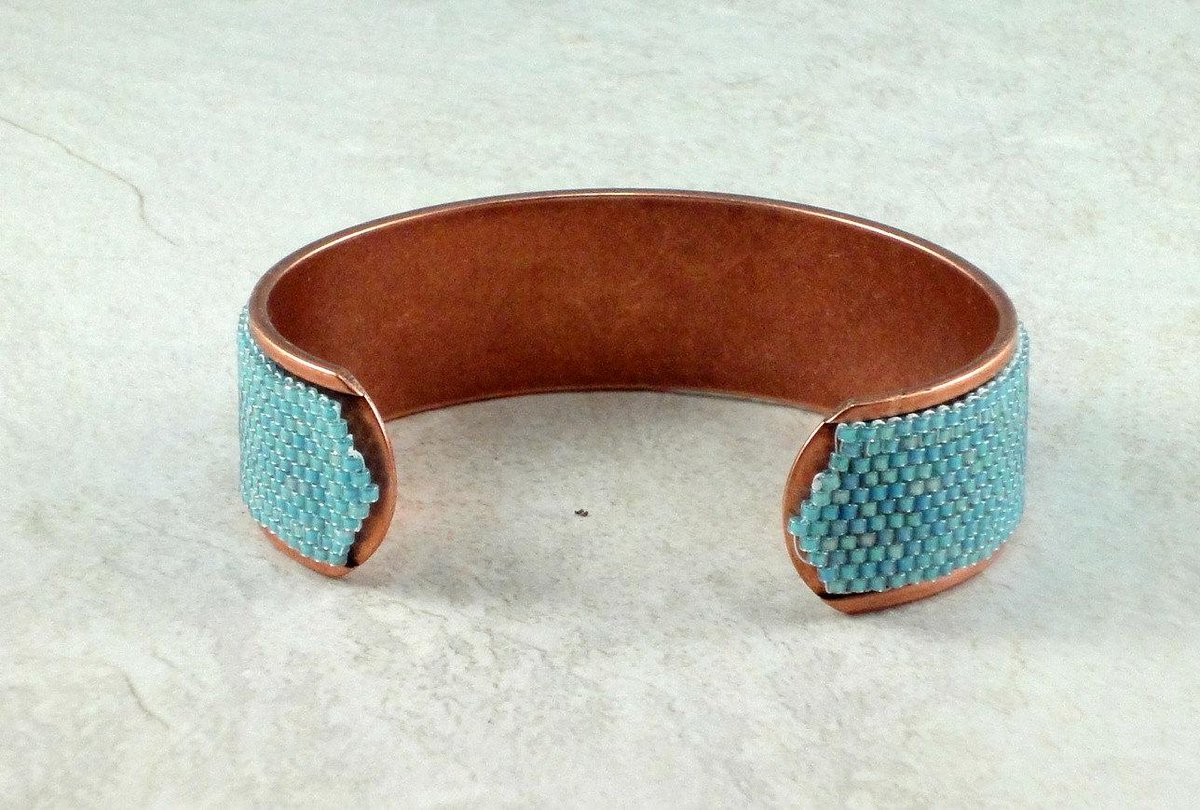 DesignedbyVal's tweet image. Seafoam Beadwoven Copper Cuff Bracelet etsy.com/listing/214141… #jewelryonetsy #Srajd