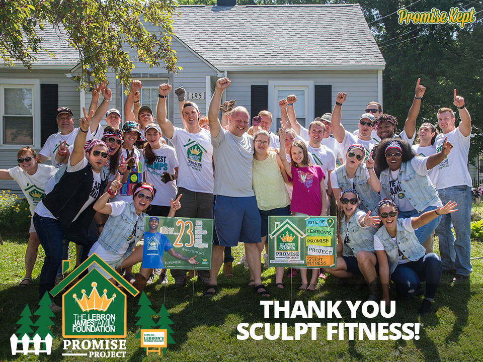 LJFamFoundation's tweet photo. That is one FIT squad! Thank you to the entire @sculpttrainer team for believing in @KingJames’ kids #PROMISEProject2 http://t.co/IjnGeMpuvT