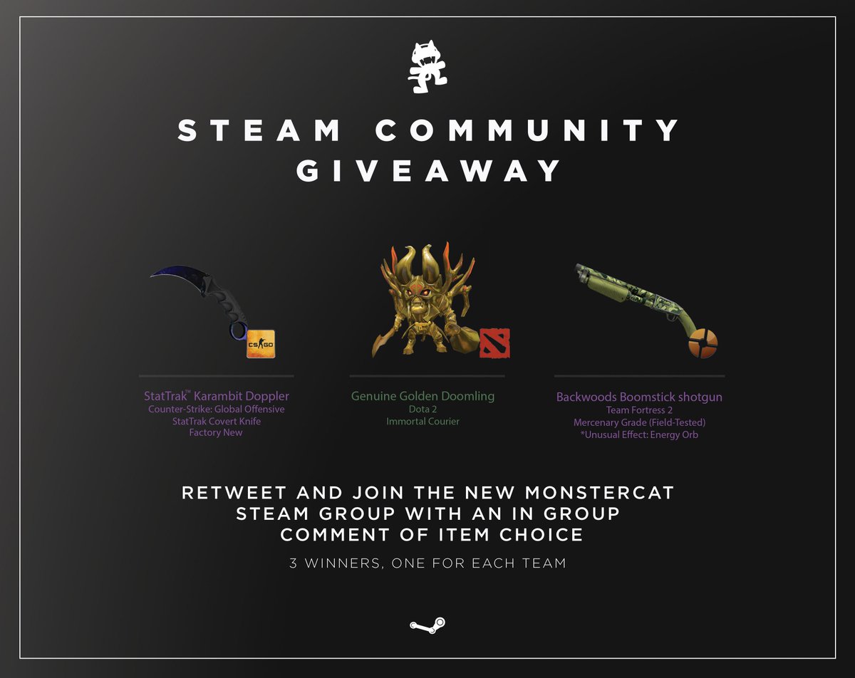 Monstercat's tweet image. The Monstercat community comes to @steam_games with a wicked giveaway! Retweet then join here: monster.cat/steamcomm