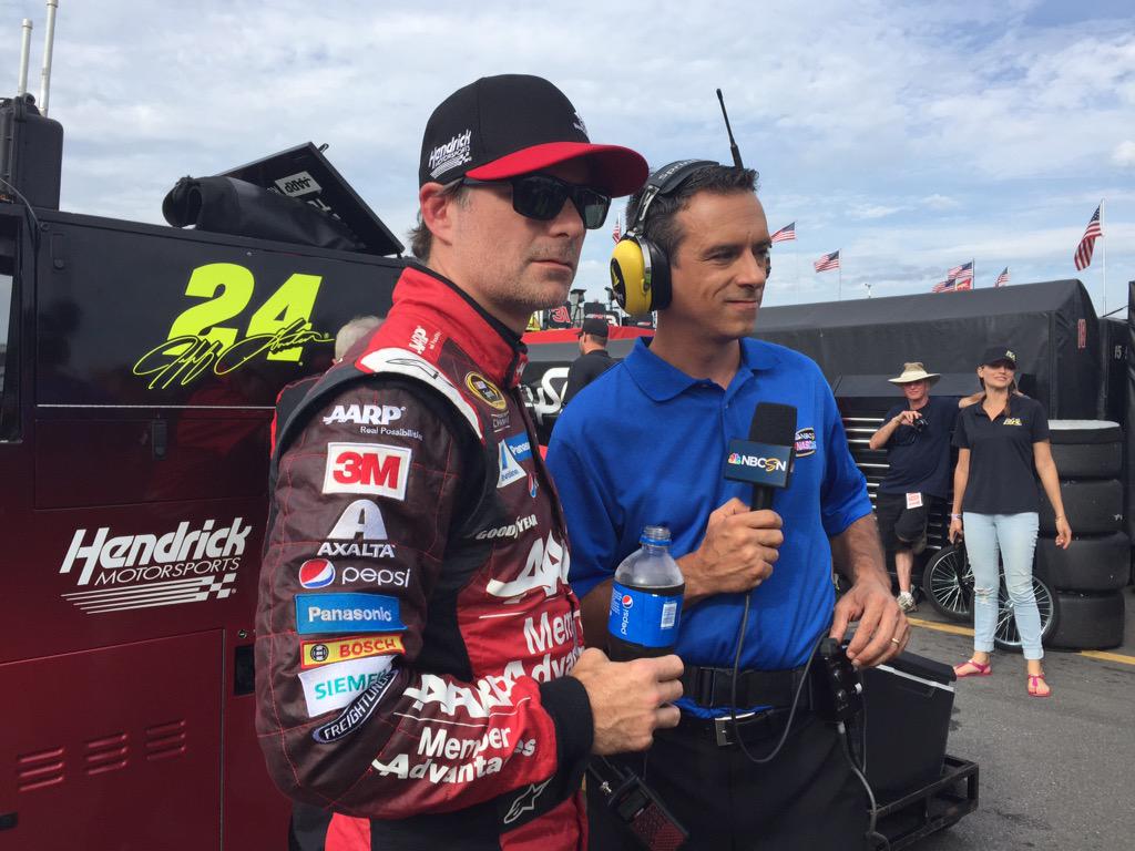 TeamHendrick's tweet photo. .@JeffGordonWeb talks with @NBCSN after qualifying at New Hampshire. The No. 24 Chevy SS will start P23 on Sunday. http://t.co/XMgcdhDeN1