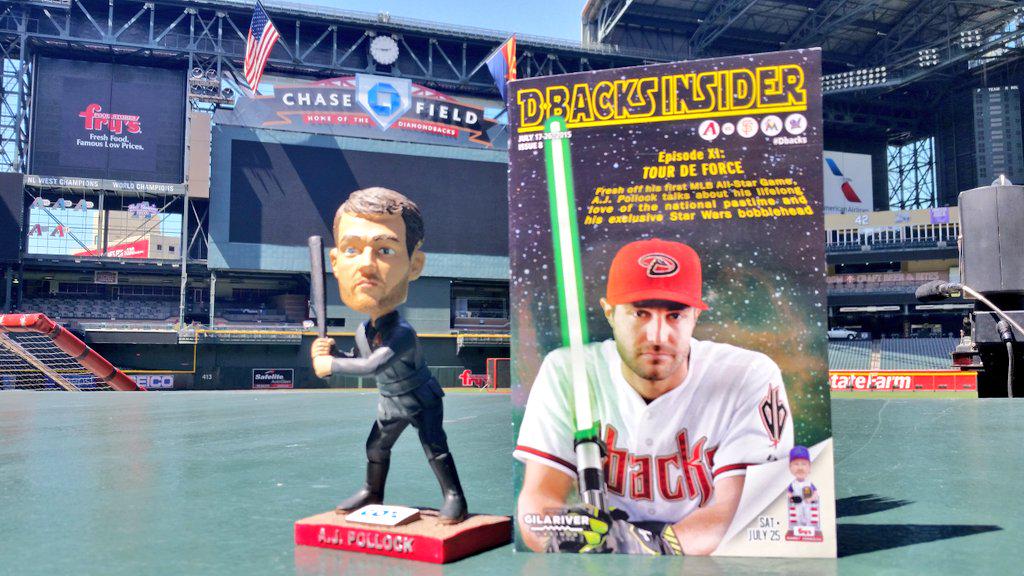 Dbacks's tweet photo. All-Star/Jedi A.J. Pollock graces this homestand's #Dbacks Insider.

RT this &amp; you could get a copy signed by A.J.! http://t.co/5ktyovecwF