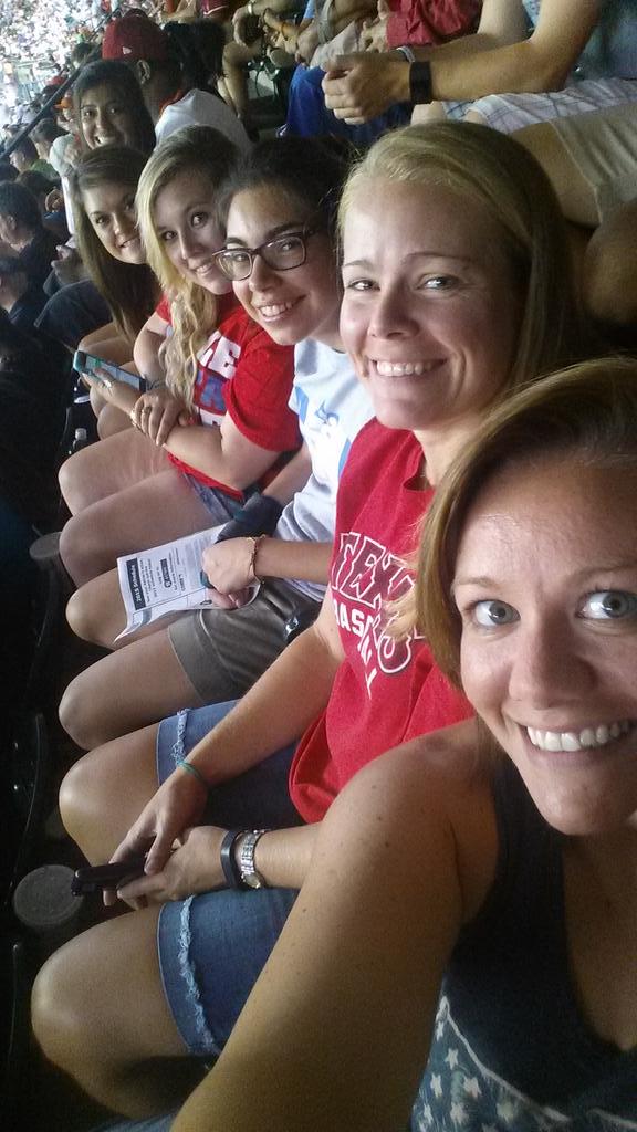 Bets_87's tweet photo. @Texan_AT crew enjoying #SWATA2015 at the Astros - Rangers game :) #ATfun http://t.co/bgPB2EGzRo