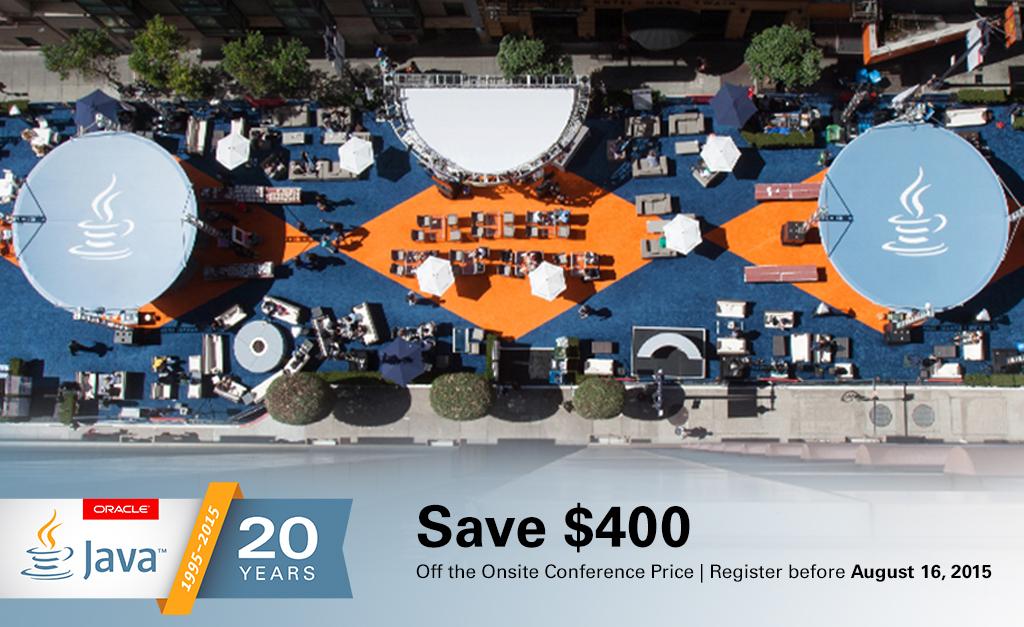 Oracle's tweet photo. .@Java is celebrating 20 years - don't miss #JavaOne in San Francisco this October: http://t.co/O2PyORxDfd http://t.co/45YhHUI6YI