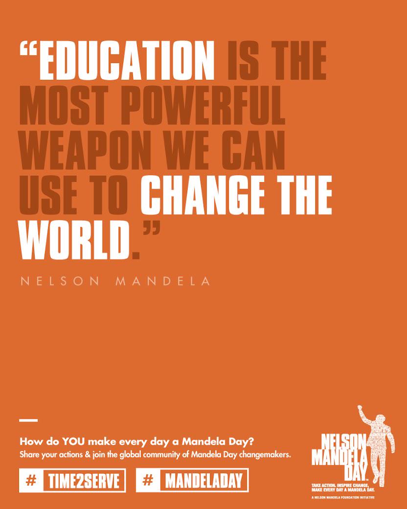 RebeccaM_F's tweet photo. Favourite #Mandela quote - EVERYONE should have access to education!! #MandelaDay http://t.co/WMKHVS0GtL
