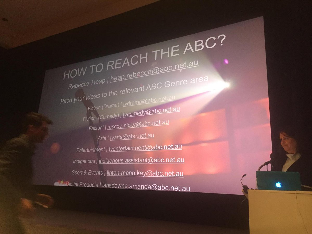 CrackingYarns's tweet photo. How to get your stuff seen at ABC? Here are the contact details from Rebecca Heap #screenmakers2015 http://t.co/ZyHFFsY2f8