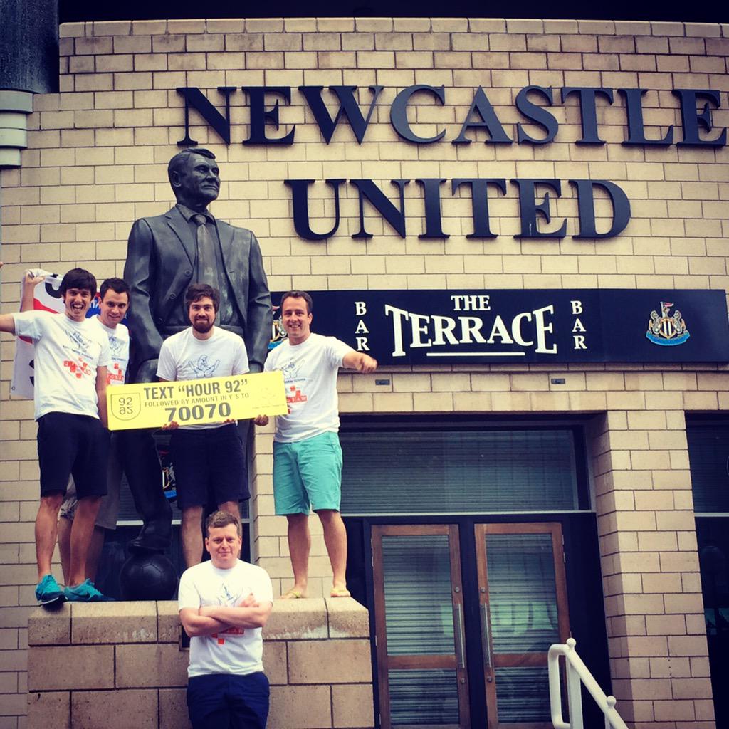 92in92hrs's tweet photo. #92in92hrs has officially begun at St James' Park @NUFC now on to @SunderlandAFC all in aid of @EVHospice #92in92hrs http://t.co/7KcmsupA8l