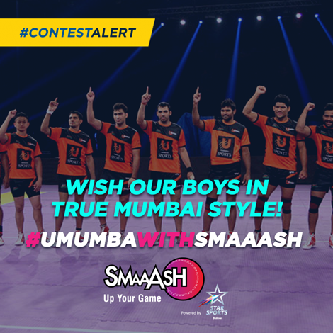 SmaaashLive's tweet photo. #Contest Rules:
1.RT this tweet.
2.Follow @SmaaashLive 
3.Wish the boys from @U_Mumba in true blue Mumbaiyya style. http://t.co/CaSQInRpzh