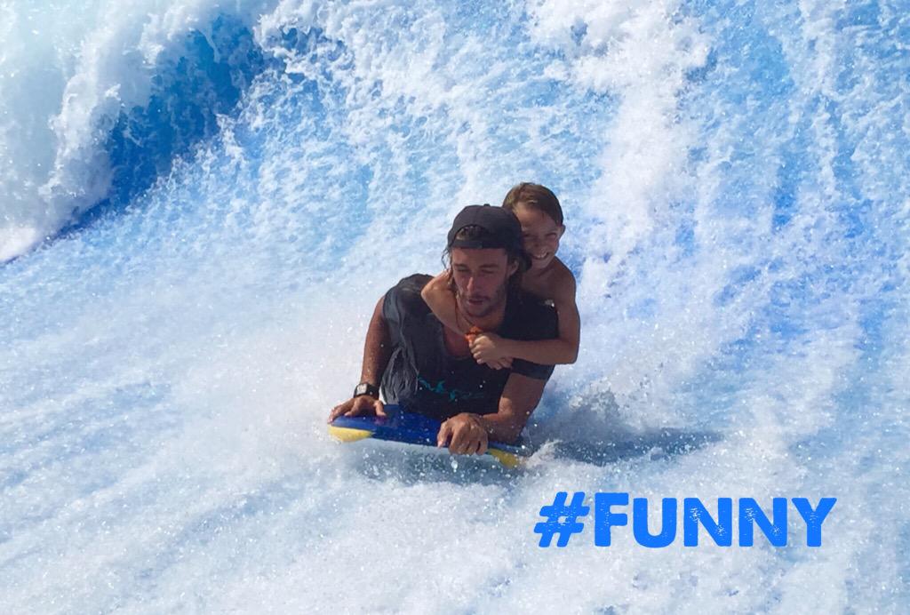 SolHouseCalvia's tweet photo. Little #flowboarders can ride #Flowbarrel too. With a little help from Dario. 👦🏼😊🏄#FlowCrew #funny http://t.co/ufzI06TDJU