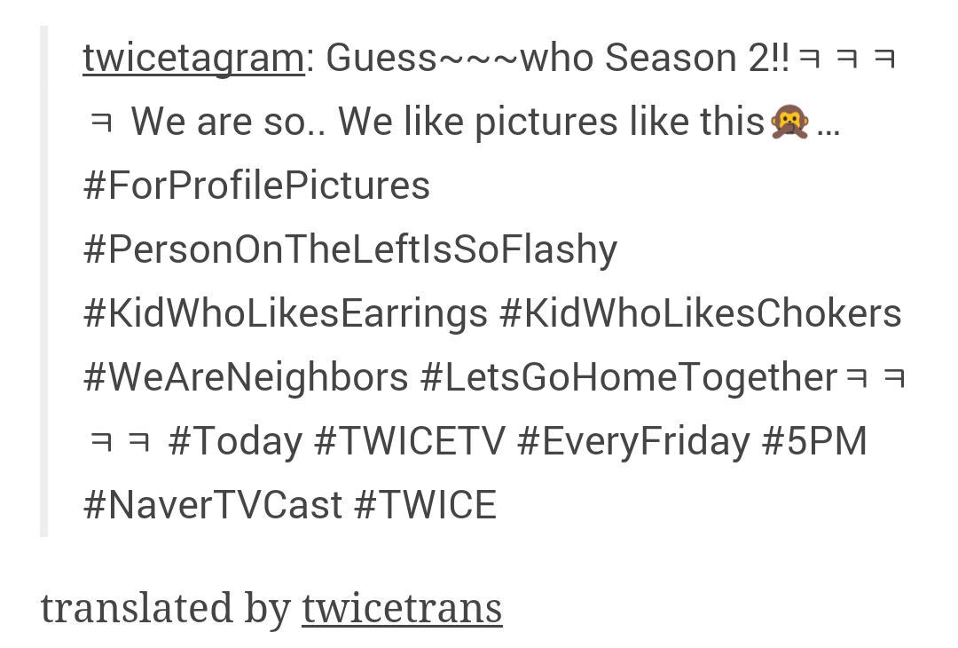 nayeonews's tweet photo. [TWICETAGRAM] 150717 
Guess~~~who Season 2!!ㅋㅋㅋ

#Nayeon #나연 #임나연 #TWICE #트와이스
©twicetrans http://t.co/sswTAq7GQ2