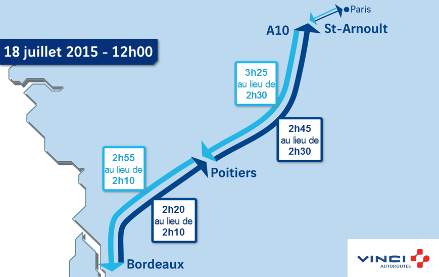trafic_sudouest's tweet photo. #NEWS [Circulation à 12h] Carte des temps de parcours #A7 #A8 #A9 #A61 et #A10… /@VINCIAutoroutes http://t.co/FWefCsGRvX