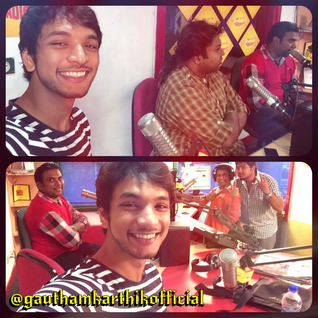 gauthamkrthk's tweet photo. @mirchichn983 @immancomposer at radio Mirchi! 💿🔊🔔💻📢
#Decent #Handsome #Guy #Old #Sweet #Smile #GauthamKarthik 😘😍😘 http://t.co/Ir4laFcdfZ
