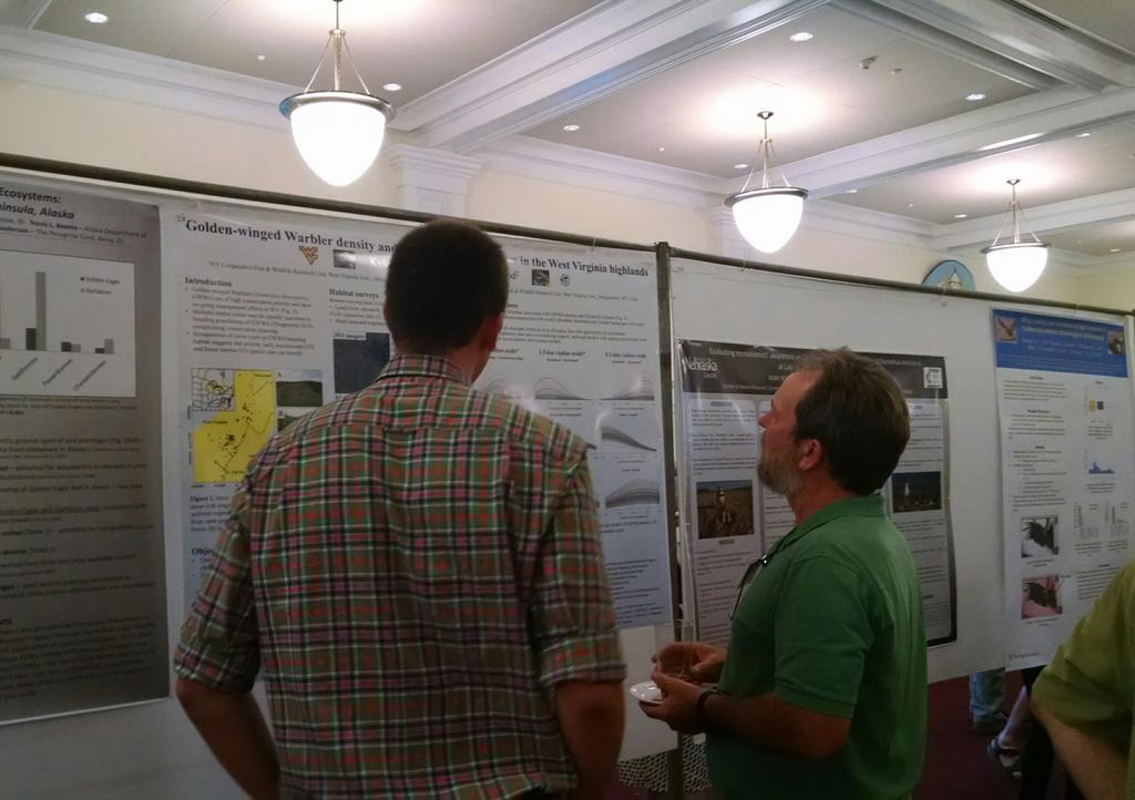 FieldOrnith's tweet photo. Kyle Aldinger on optimizing GWWA habitat at last night's poster session. Great posters all around! #AFOSCOWOS15 http://t.co/RuaZUKV56i