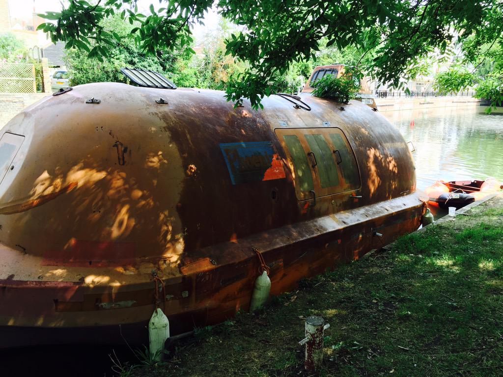 EggOnTheMoon's tweet photo. Great, weird, strange boat moored in Ware called Phoenix! What is it? @WareTourism @ThisIsWare @HertsMercury http://t.co/pJL8iwh7rF