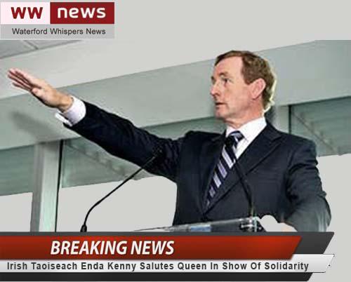 Bill_Badbody's tweet photo. Irish Taoiseach Enda Kenny Salutes Queen In Show Of Solidarity #Queen #NaziSalute http://t.co/bBZPD6tBVs
