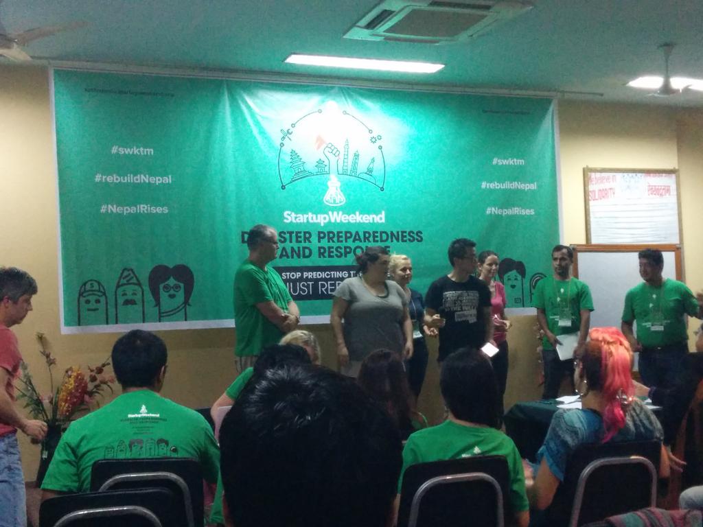 AmitAgrhere's tweet photo. Team Responder pitching at @swktm . Could be a great tool for collaboration and  communication for rebuilding Nepal http://t.co/2PKMxe4S0t