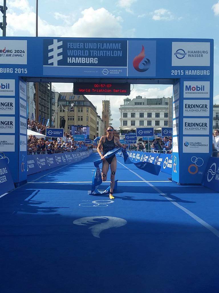 triathlonlive's tweet photo. The champ comes through! @gwenjorgensen with the win http://t.co/SbYy1amLfq