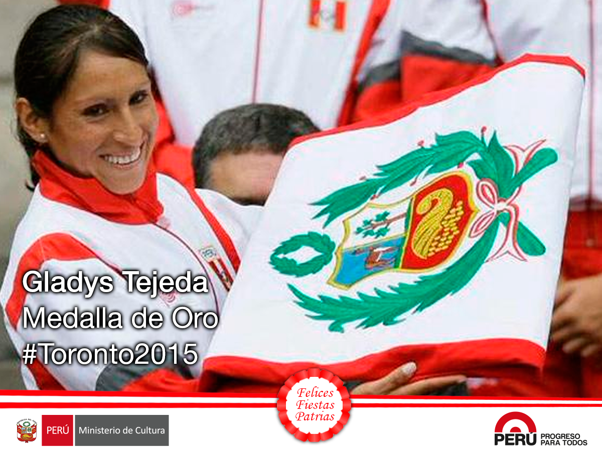 <a href="/MinCulturaPe/">Ministerio de Cultura</a> felicita a nuestra compatriota #GladysTejeda por haber obtenido medalla de oro en maratón #Toronto2015