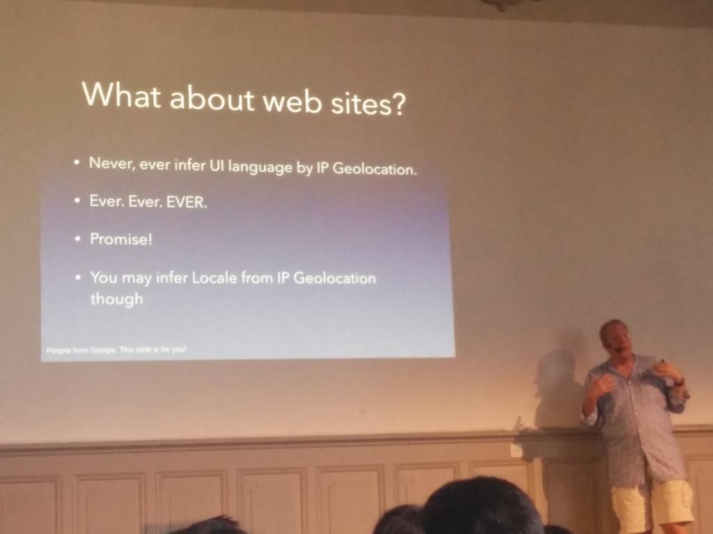gil_les's tweet image. &quot;Never, ever infer UI language by IP Geolocation&quot; — @pilif #swissjs