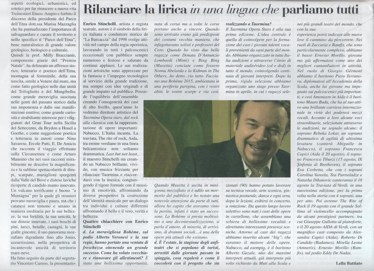 TaoOperaStars's tweet photo. #TaoOperaStars, -28: Lella Battiato intervista il Direttore artistico Enrico Stinchelli http://t.co/hBVJtFUgjp