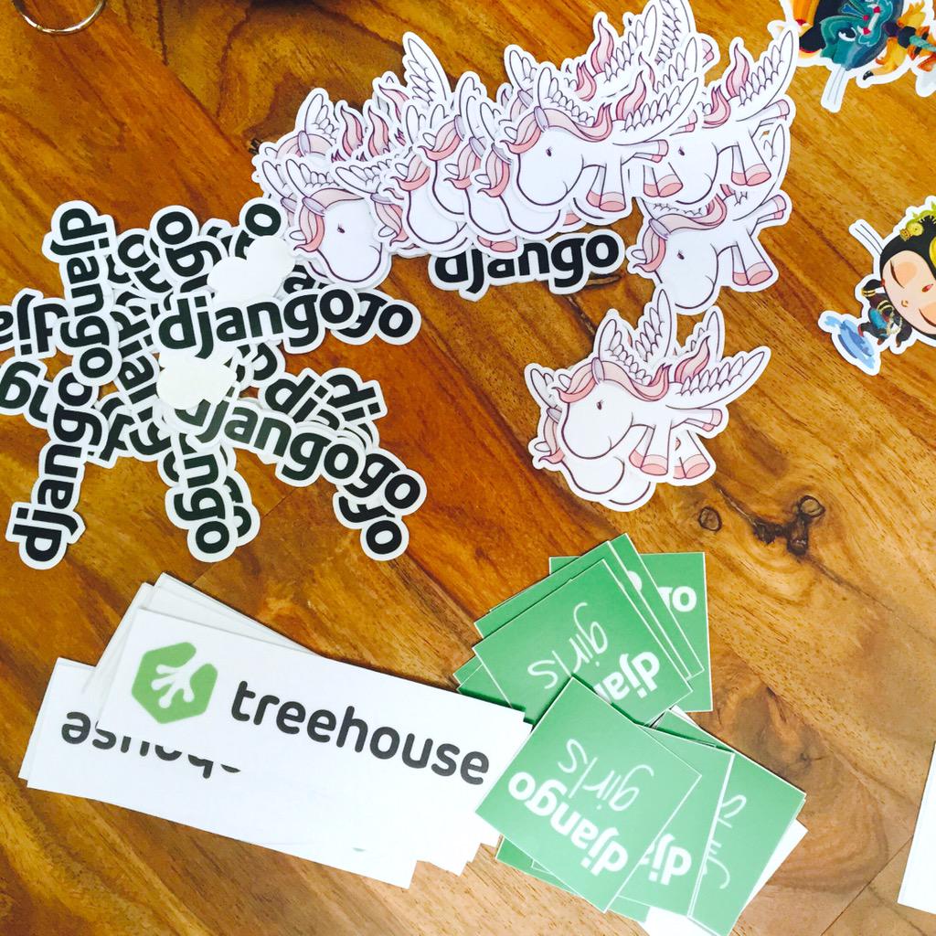 DjangoGirlsPDX's tweet image. Can we all take a moment to appreciate the #djangopony stickers that @stickermule made for us? 🎈🐴