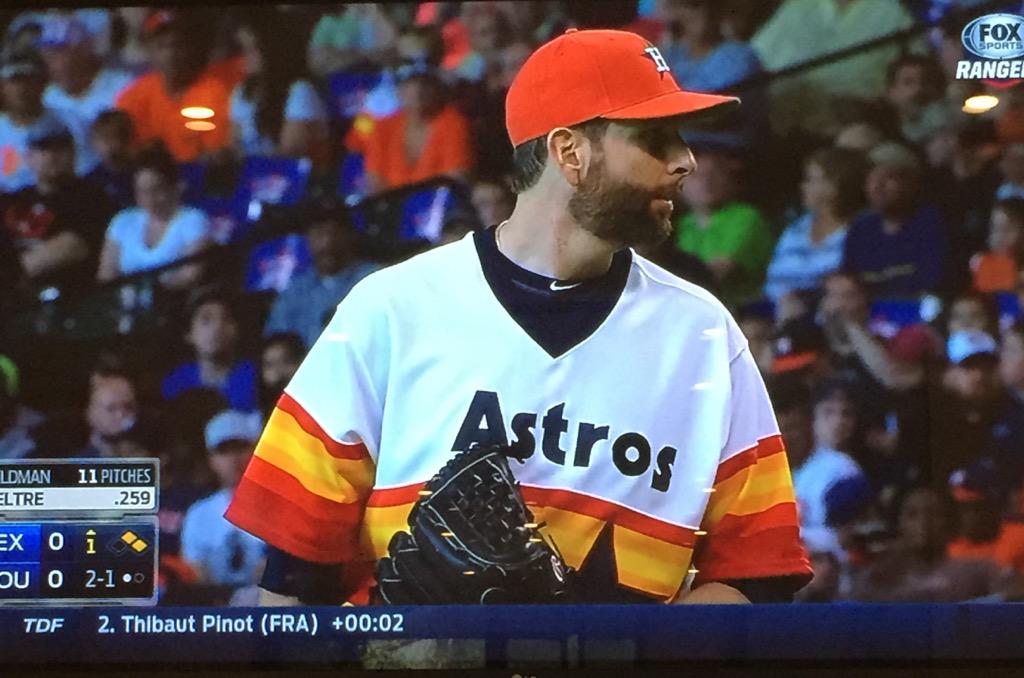 richeisen's tweet photo. Astros going with the "Let Them Play" Bad News Bears unis today. http://t.co/MGDJid0JWJ