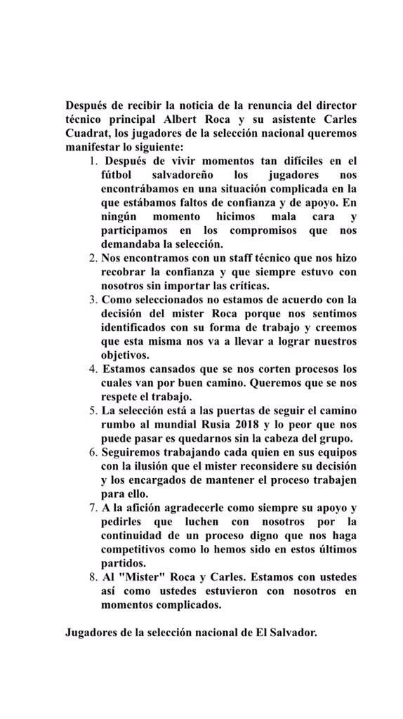 Albert Roca renuncia a La Sleccion Nacional. CKOYElRVEAAPMqt