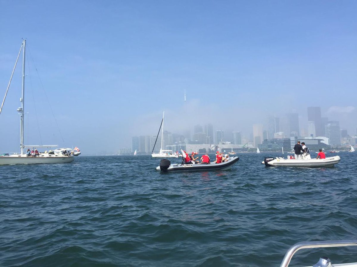 PanSail_Alpha's tweet photo. CAN team on water to cheer on the sailors @PanSail_Medal #TO2015 http://t.co/A7Trhm6CjI