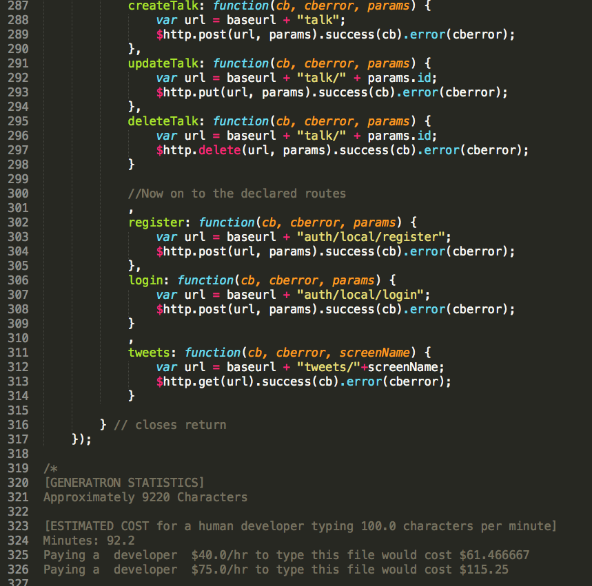 ngeosone's tweet photo. 99% @angularjs/@Ionicframework generated code from a #grailsfw data model. Working out some kinks and customizing http://t.co/h4syB32iGM