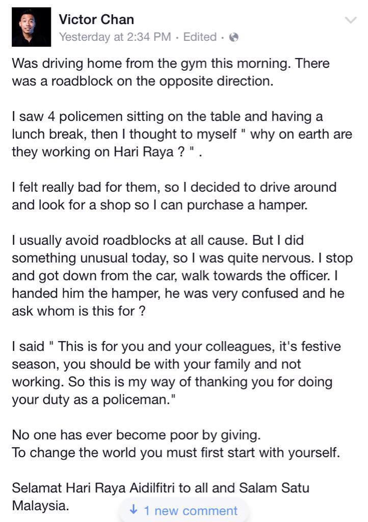 Masih ada yang hargai pengorbanan <a href="/PDRMsia/">Polis Diraja M'sia</a> ! Selamat bertugas