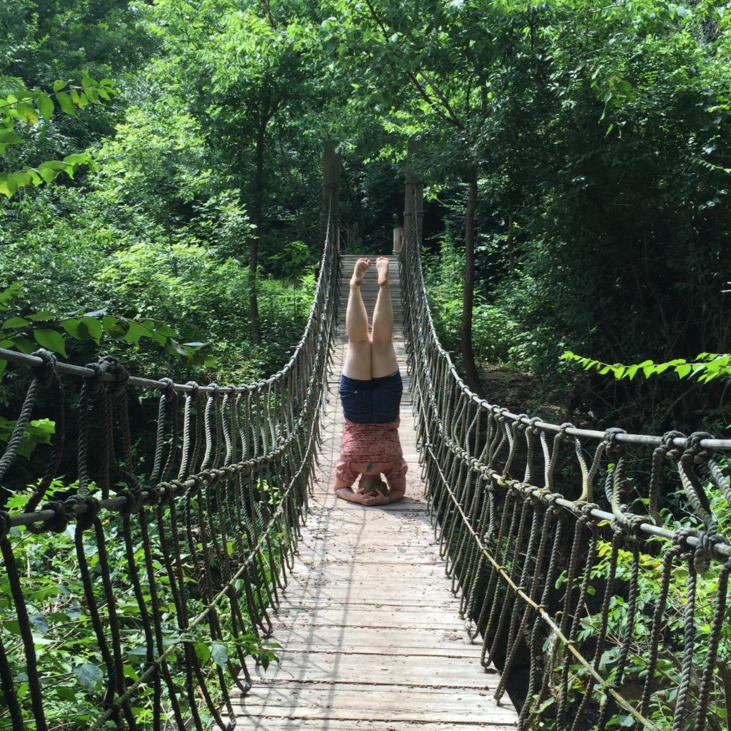 MegVaily's tweet photo. Doing a headstand on a suspension bridge was a challenge! http://t.co/Fjl88cMgCj