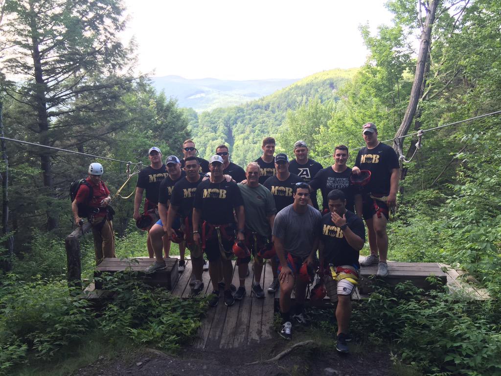 coachbrentdavis's tweet photo. What did your O-Line do today? Great day for #NCOT and #MOB #TideWillTurn  #FiveLikeOne #Zipline #Raft #BeatNavy http://t.co/jGSoYKvTS7