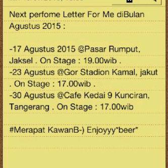 Dicatet guys next perform Letter For Me dibulan agustus 2015