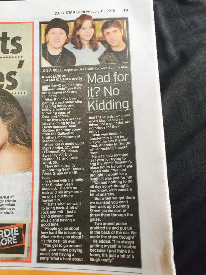 aliaskid's tweet photo. Alias Kid in national newspaper @DailyStarSunday today. Thanks to all of you who share and RT. Have a top day. AK x http://t.co/SmESCeeYZV