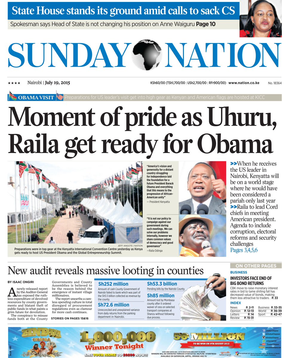 NationAfrica's tweet photo. TODAY'S PAPER http://t.co/cpKzuRxmBA Sunday July 19, 2015. http://t.co/ShlkPX0uLG