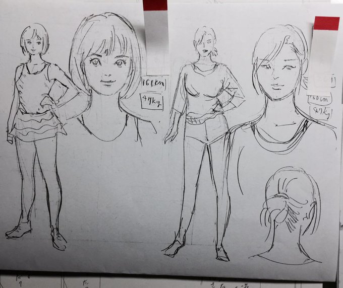 たまにはキャラのラフをアップ。読み切り漫画の場合や 新しく始まる漫画のラフコンテには いつもこんな感じのラフを付けてFAXで送ります。 