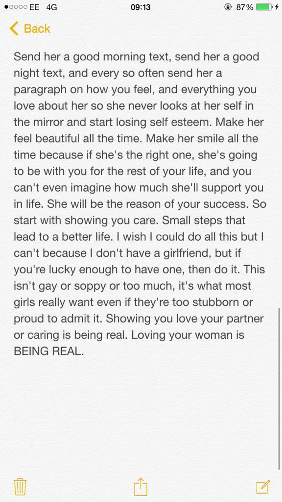 Just my opinion on how to treat your girlfriend. You don't have to agree.
