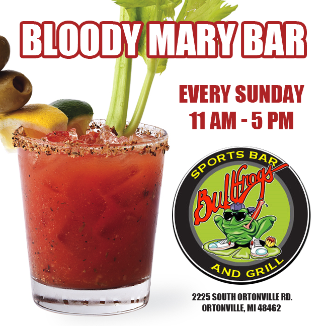 Bullfrogs_Bar's tweet photo. Stop in for our Bloody Mary Bar, 11 AM - 5 PM! 🍅 http://t.co/FAxFih13Gn