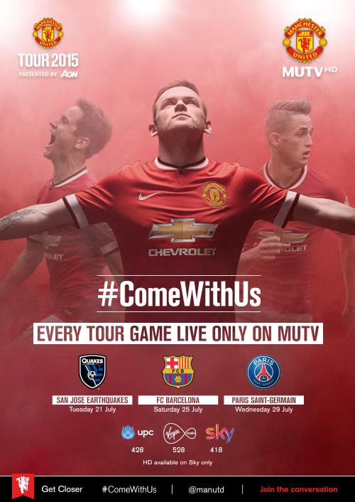 ManUtd's tweet photo. See all of United's remaining #MUtour matches exclusively live on #MUTV (UK/IRE): http://t.co/mYYWuhgx2y http://t.co/BNPjSdsvgi
