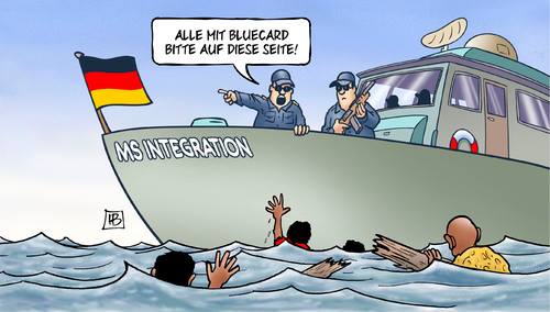 Muschelschloss Dahoam Blue Card Germany Refugee Eu Migrants Asylpolitik Fluchtlinge Karikatur Via Harm Bengen Http T Co Iipuaxqsme