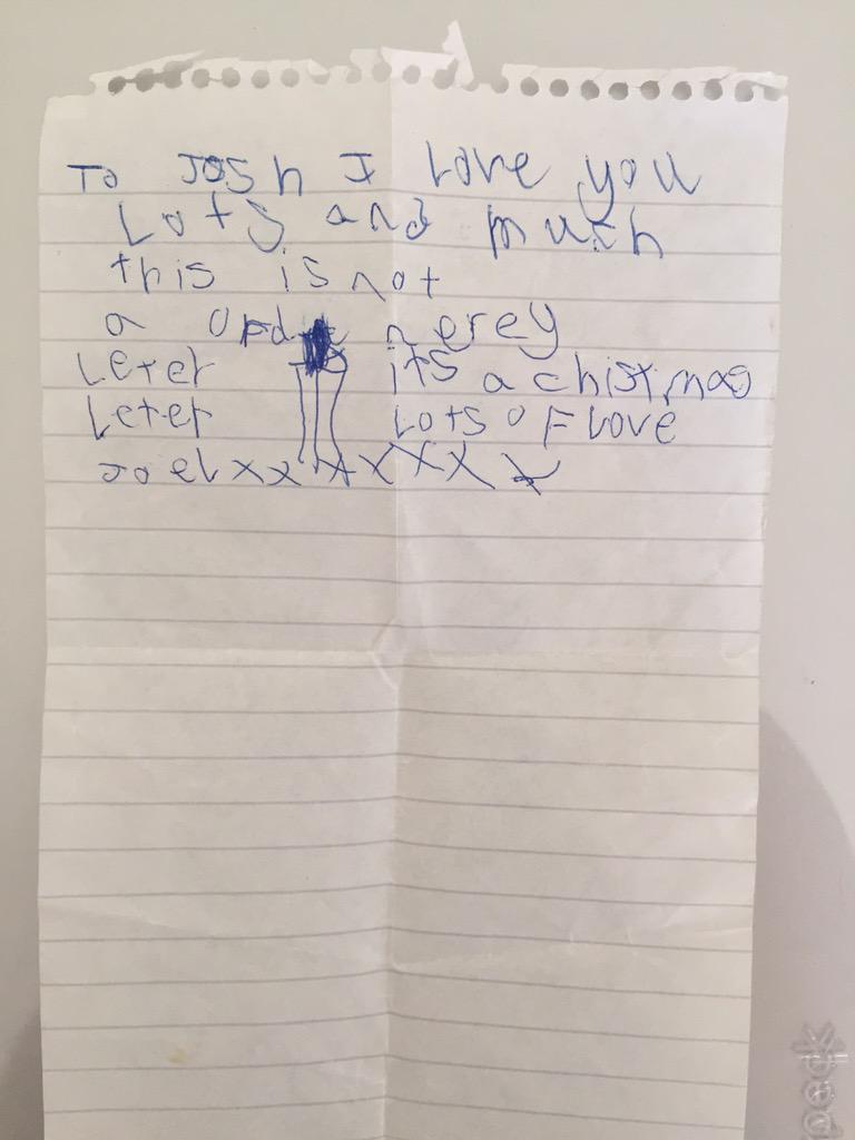 Josh_Drakey's tweet photo. A little throwback from @Joel_Drake when he was a nice little baby!!. #imthefavourite #babyletter #christmas http://t.co/VWHwTN0Gox