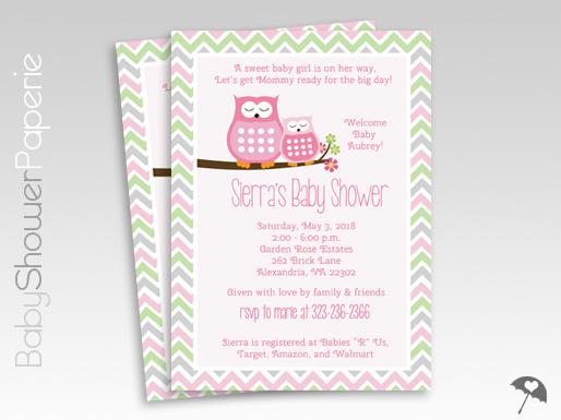 Sweet Pink Owls with Chevron Girl Baby Shower Invitation babyshowerpaperie.com/2015/07/sweet-…