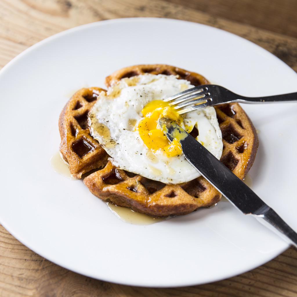 HayMerchant's tweet image. Kimchi waffle with a duck egg. You know you want it. #Brunch 11am-3pm today.