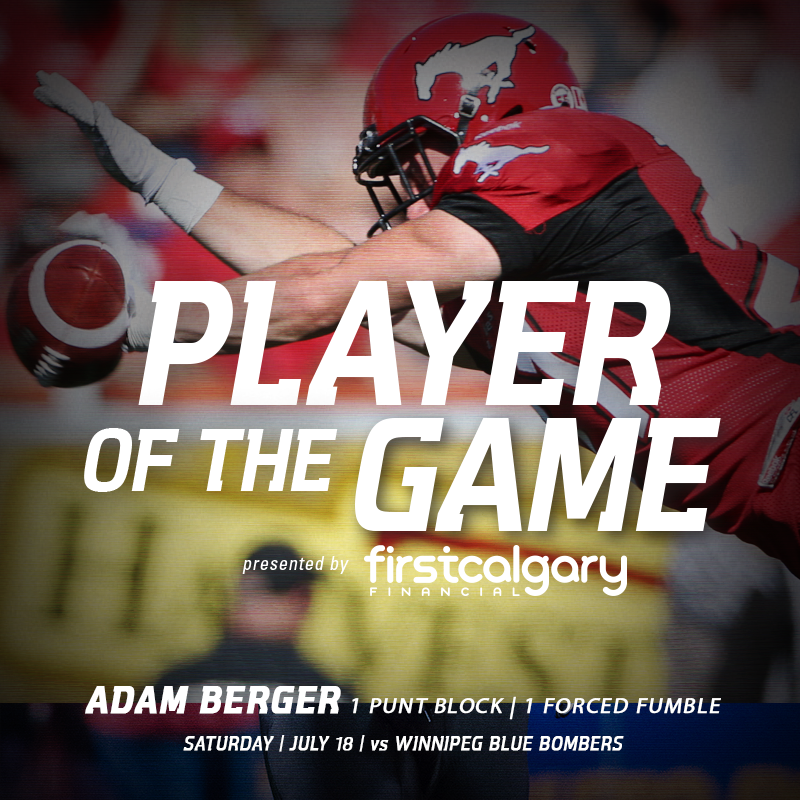Calgary Stampeders (@calstampeders) on Twitter photo The <a href="/FirstCalgary/">Calgary First Spiritualist Church</a> Player of the Game in last night's win is Adam Berger (<a href="/adampb_21/">Adam Berger</a>) who came up big on special teams The <a href="/FirstCalgary/">Calgary First Spiritualist Church</a> Player of the Game in last night's win is Adam Berger (<a href="/adampb_21/">Adam Berger</a>) who came up big on special teams
