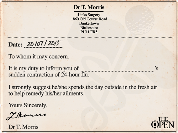 brilliant theopen have issued a doctors note so you can all skip what can you get a doctors note for