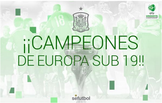 SEFutbol's tweet photo. FINAL!!! WE'RE U-19 EUROPEAN CHAMPIONS!! RT IF YOU'RE PROUD!! #U19EURO http://t.co/4UWxE1KhtI