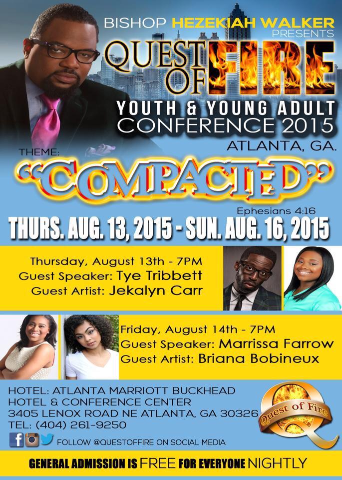 QuestOfFire's tweet image. RT!! Atlanta get ready!! @MarissaFarrow @TyeTribbett @JekalynCarr @HezekiahWalker #compacted #qof2K15