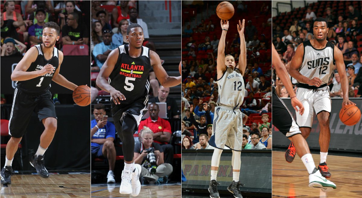 NBA's tweet photo. San Antonio, Atlanta, New Orleans and Phoenix are into the Samsung @NBASummerLeague semis -- only two will advance! http://t.co/Xk5EafY6eO
