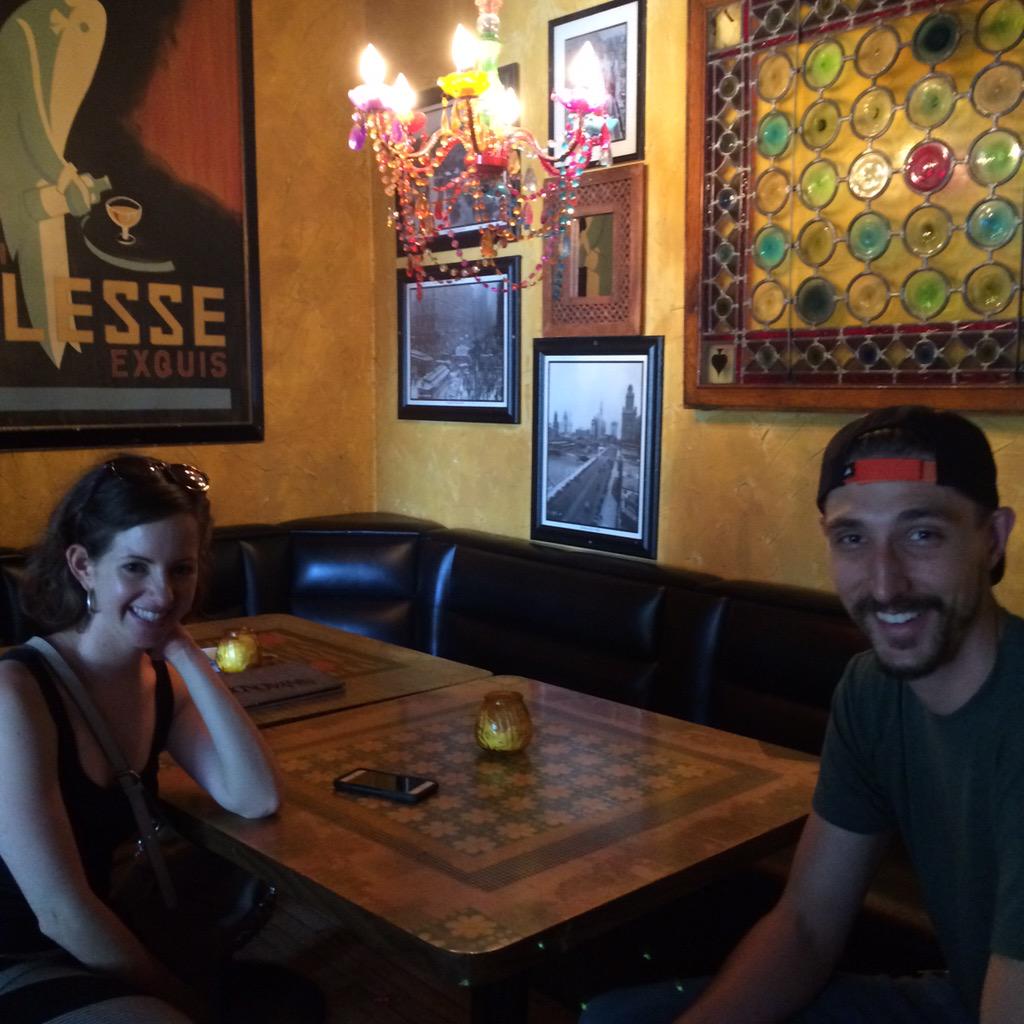 The cast and playwright of MAGICIANS USED TO GO HERE exploring the bar that inspired their play. Thanks Donovan's!